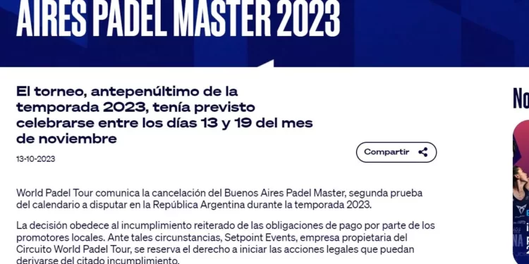 WPT cancela el Master de Buenos Aires
